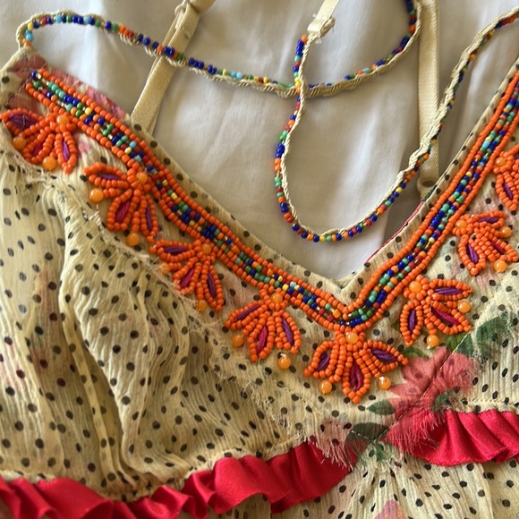 Free People Intimates Ivory Combo Slip Dress 100% Silk - NWT - Picture 3 of 4